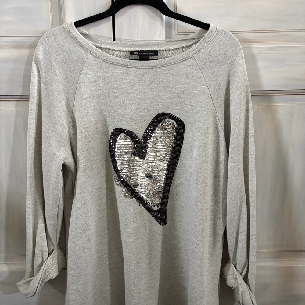I.N.C. Sequin Heart Sweatshirt